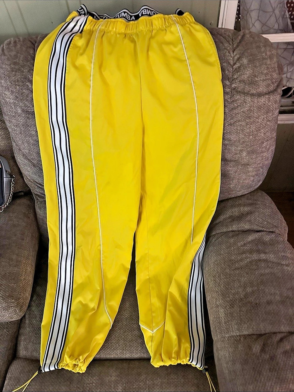 Zumba Victory Wide Leg Track Pants Yellow & White